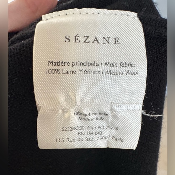 Sezane knit sweater midi dress black M 100% Merino wool - Picture 7 of 7